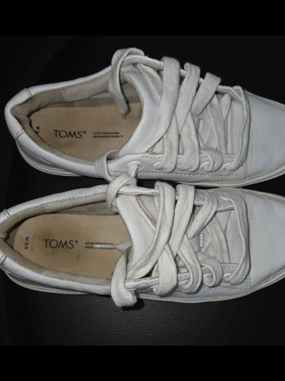 TOMS Women’s White Leather Lace-Up Sneakers